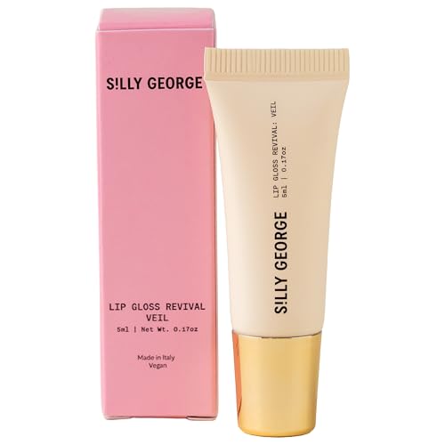 Silly George Lip Gloss Revival - Glossy Hydrating Shine with Peptides, Shea Butter, & Moisturizing Argan, Macadamia, Babassu Oil for Dry Lips, Clean Beauty Products, Veil, Travel Size 5ml Tube