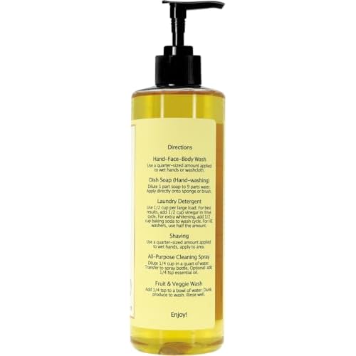 Claya Frankincense Liquid Castile Soap ? Organic Ingredients, Biodegradable, Aromatic with Citrus and Spice, Gentle for Skin (16 fl oz (Pump Cap) and 64 fl oz)