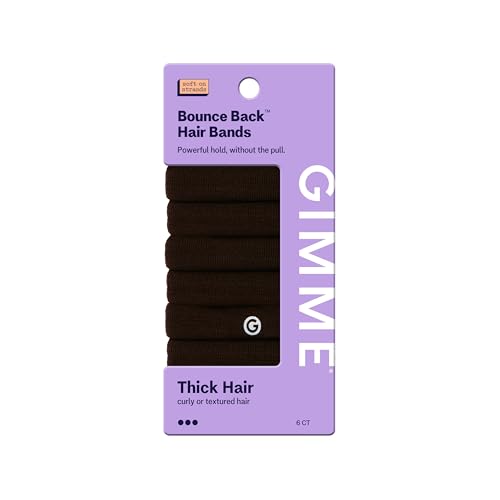 GIMME Thick Hair Bands Extra Stretch - 6 Pack Dark Brown