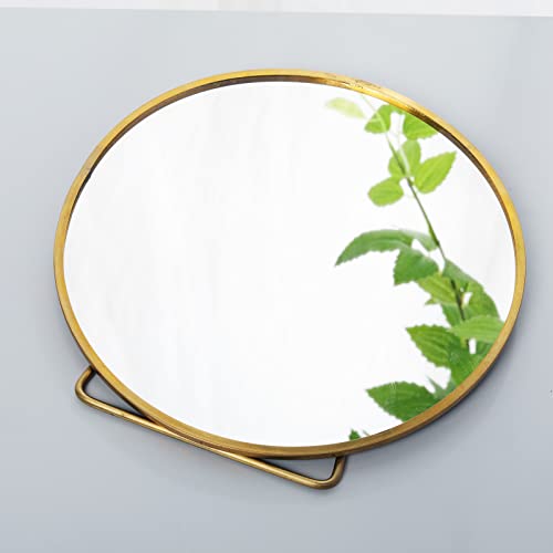 Gold Round Vanity Makeup Mirror 6.3 x 5.9 in — LONGSHENG Desk/Tabletop Mirror