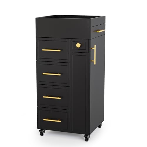 OmySalon Salon Trolley Cart with 5 Drawers & Tool Holders