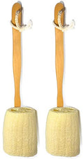 Natural Loofah Back Scrubber with Long Wooden Handle - 2 Pack