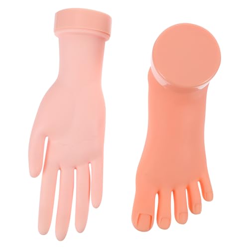 Beaupretty Manicure Practice Left Hand and Foot Model with Bendable Fingers Lightweight Fake Nail Art Trainer for Salon and Beginner Use 8.85 Inch