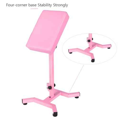 HUOXOU Pink Tattoo Arm Rest, Arm Rest Tattoo, Arm Rest for tattooing, Tattoo Arm Rest Stand, Tattoo Armrest, Four-corner base Stability Strongly, Adjustable Height, Thicken Soft Sponge Pad