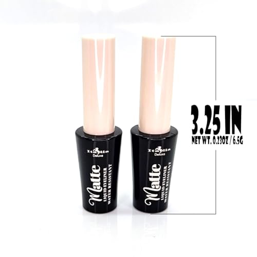 Italia Deluxe Matte Black Liquid Eyeliner 2-Pack with Zipper Bag