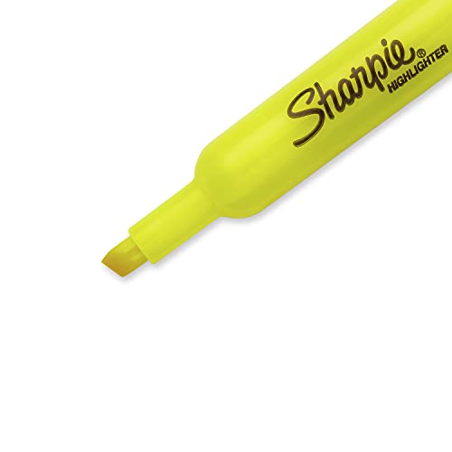 Sharpie Tank Highlighters, Chisel Tip, Fluorescent Yellow, 12 Count