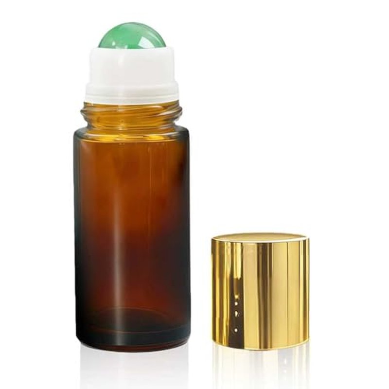 Green Aventurine Roller Bottle Set - 50ml Amber Glass, Leak-Proof
