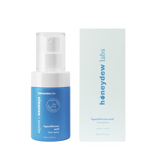 Honeydew Labs 0.015% Hypochlorous Acid Spray pH Optimized for Sensitive Skin - Cleansing, Soothing, Antibacterial Hypoallergenic Travel Face Cleanser - Acne, Redness, Rosacea, Eczema, Eyelid (2 fl oz)