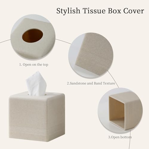 Resin Tissue Box Cover - Square Cube Holder for Home & Office