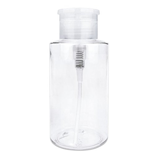 10oz Clear Push Down Pump Dispenser Empty Refillerble Bottle with Flip Top Cap - for Nail Polish, Travel, Cosmetics Packaging