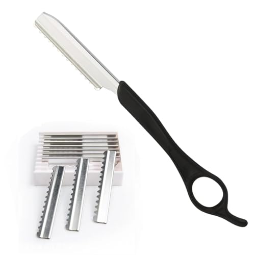 Razor for Hair Cutting, Straight Shaving Hair Razors, Professional Styling Thinning Texturizing Cutting, 10 Replacement Blades, Black