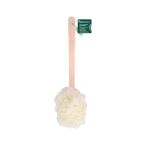 EcoTools 2-in-1 EcoPouf Bath Brush, Loofah Brush for Bath & Shower, with Long Handle & Recycled Netting for Cleansing & Exfoliating, Back Brush for Men & Women, Eco-Friendly & Cruelty-Free, 1 Count