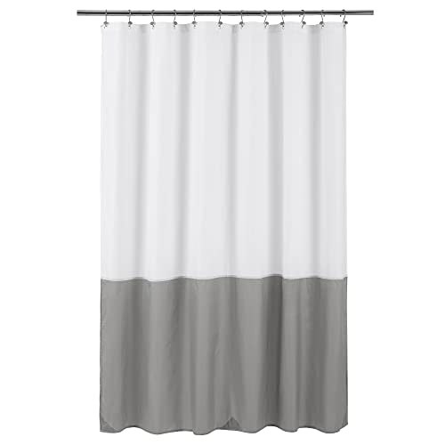 ALYVIA SPRING Waterproof Fabric Shower Curtain Liner - Soft & Light-Weight Cloth Shower Liner, 3 Bottom Magnets, Hotel Quality & Machine Washable - Standard Size 72x72, White and Grey