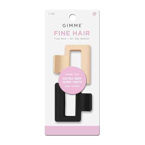 Gimme Beauty Fine Hair Extra Grip More Teeth Clip - Extra Teeth Design for Strong Hold - No-Slide Accessories for Thin, Fine Hair - Durable Square Claw Clips for Everyday Use - Black & Tan