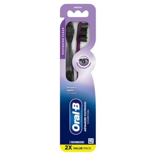Oral-B 3D White Charcoal Manual Toothbrush 2-Pack, Medium