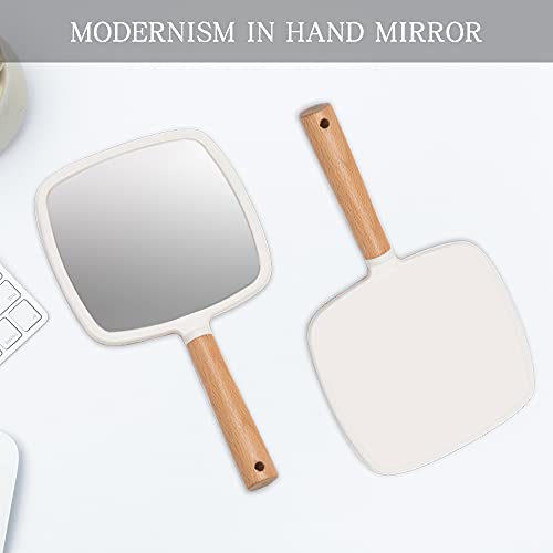 YEAKE Wood Handle Hand Mirror for Makeup - Portable Travel