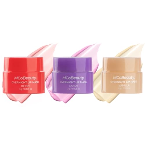 MCoBeauty - Double Duty Lip Mask Deluxe Trio - Contains Coconut Oil and Vitamin E Lip Balm for Day or Overnight Mask - Skin Care and Makeup Accessories - Stocking Stuffers for Women - 15g