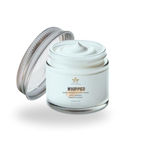 Beef Tallow for Skin Care -100% Grass Fed- Whipped Moisturizer for Face and Body - 100% Natural Lotion for Sensitive Skin Vanilla Bean Latte - 4 FL. oz.