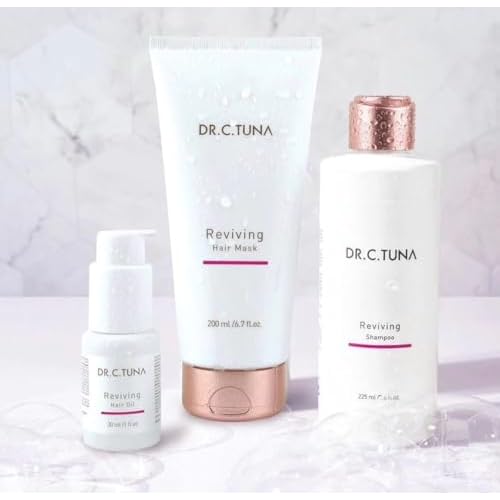 FARMASi 3 Pack Dr. C. Tuna Reviving Shampoo & Hair Mask & Hair Oil Gift Set, Complete Nourishing & Strengthening Hair Care Routine