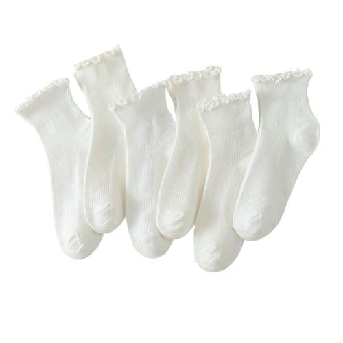 Hstyle Cute Ruffle Ankle Socks - 6 Pairs for Women