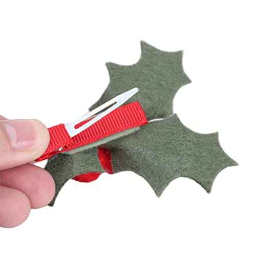 Christmas Holly Hair Clip - Christmas Hair Accessories, Felt Red Holly Berry Hair Clip, Toddler Hair Accessories for Girls, Winter Gifts for Girls