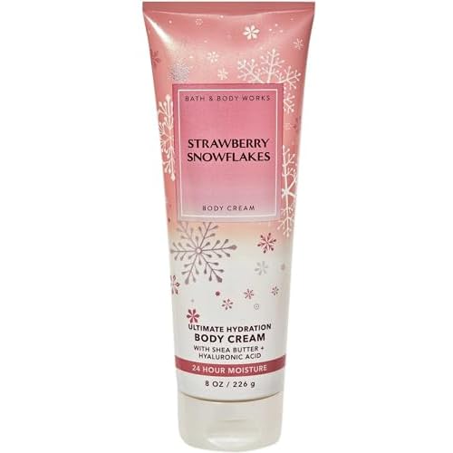 Bath & Body Works Strawberry Snowflakes Ultimate Hydration Body Cream Gift Set For Women, 8 Fl Oz (Strawberry Snowflakes)