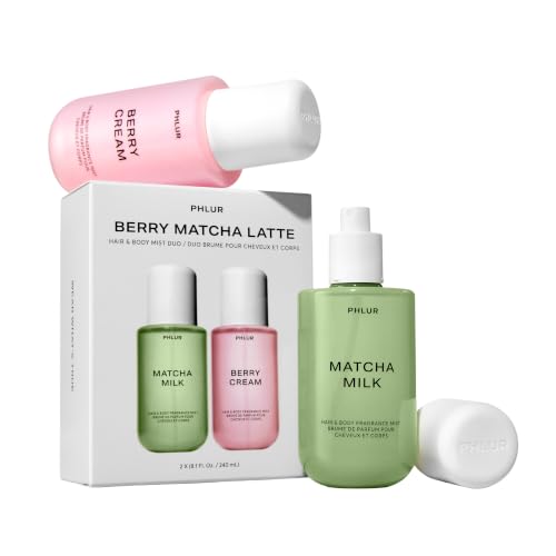 PHLUR Matcha Berry Cream & Matcha Milk Body & Hair Mist Duo - Long Lasting Fragrance Set
