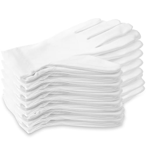 Selizo 100% White Cotton Moisturizing Gloves for Eczema & Dry Hands (12 Pairs)