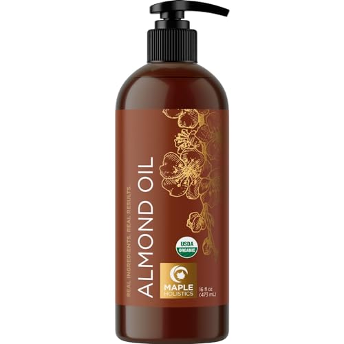 Organic Sweet Almond Oil - Cold Pressed 16oz for Skin & Hair