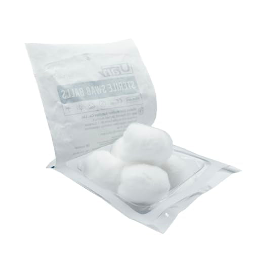 Sterile Wound Care Cotton Balls - 100% Pure Cotton, Individually Packaged