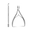 2 Pack Stainless Steel Cuticle Nipper & Pusher Set - Manicure Pedicure Tools
