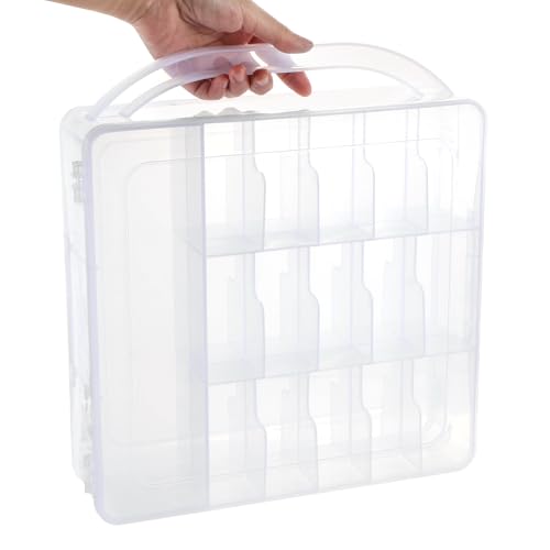 Nail Polish Holder Organizer with Lid and Handle for 30 Bottles (Clear, 11.8 x 11 x 3.15 In)