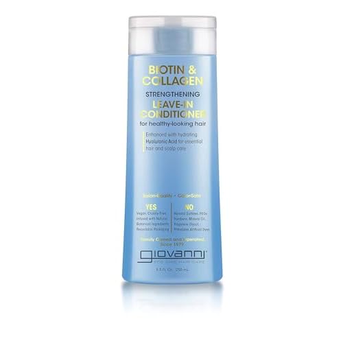 GIOVANNI Biotin & Collagen Leave-In Conditioner - Strengthening, Vegan, Cruelty-Free, Infused with Natural Botanical Ingredients, Salon-Quality, Color-Safe, For Healthy-Looking Hair - 8.5 Oz