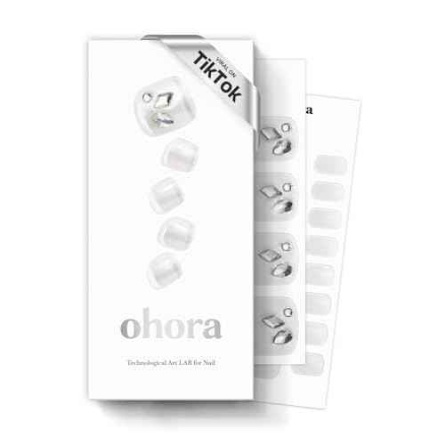 ohora Semi Cured Gel Pedi Strips (P Silky) - Works with Any Nail Lamps, Salon-Quality, Long Lasting, Easy to Apply & Remove - Includes 2 Prep Pads, Nail File & Wooden Stick