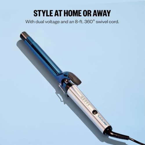 BaBylissPRO Nano Titanium 1-Inch Long Barrel Curling Iron Blue - Professional Hair Styler