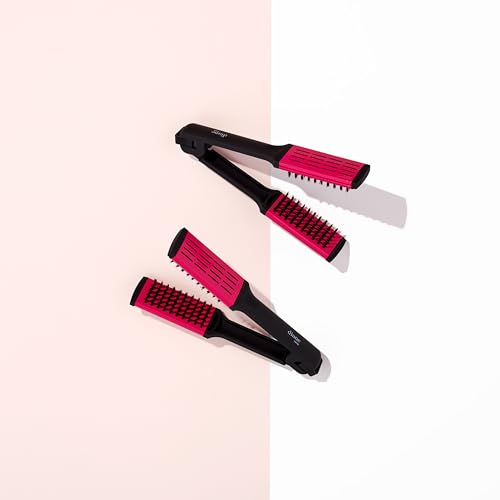 Diane Ceramic Straightening Brush with Nylon Bristles for Smoothing and Styling Thick Coarse Hair, Double-Sided Hair Straightener Brush, 2-in-1 Smoothing Hair Brush, Gently Removes Tangles