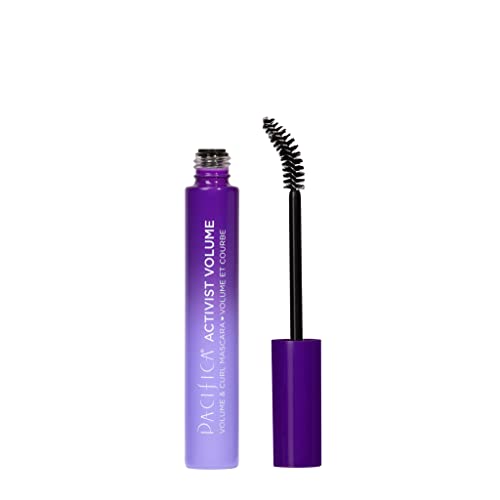 Pacifica Beauty | Activist Curling Mascara | Black | Volume and Length | Vegan Brush | Glass Tube | Clean Eye Makeup | Plant-Fibers | Microplastic + Nylon 6 Free | Vegan, Talc-Free, Cruelty-Free