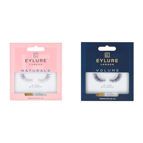 Eylure Naturals Accent 003 & Volume 005 Reusable Lashes Bundle with Glue