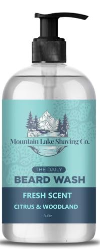 Mountain Lake Shaving Co. Organic Premium The Daily Beard Wash, 8 oz (Fresh Scent - Citrus & Woodland)