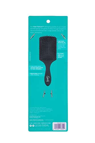 Goody Total Texture Mongongo Oil Brush - Oil Infused Detangler Adds Luster and Shine and Protects Hair - Pain-Free Hair Accessories for Women and Girls - Durable for Everyday Use - Black