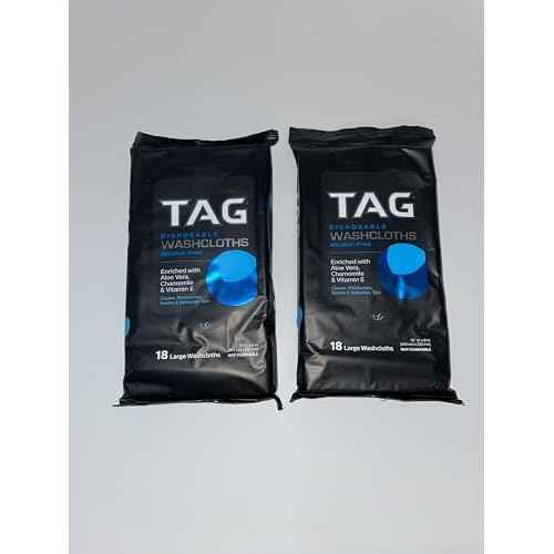 Generic- Tag 2 PACK Disposable Washcloths Alcohol-Free 18 per Pack, 36 total cloths, 12" x 8", Enriched with Aloe Vera, Chamomile, & Vitamin E. Not Flushable