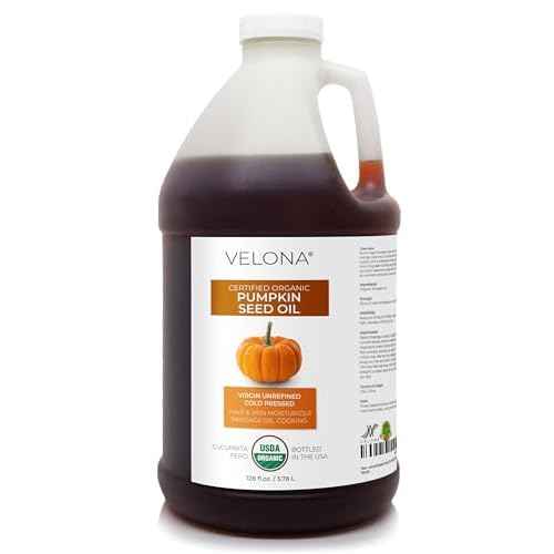 velona Pumpkin Seed Oil USDA Certified Organic - 1 Gallon / 128 Fl Oz | 100% Pure and Natural Carrier Oil | Unrefined, Cold Pressed | Cooking, Face, Hair, Body & Skin Care | Use Today - Enjoy Result