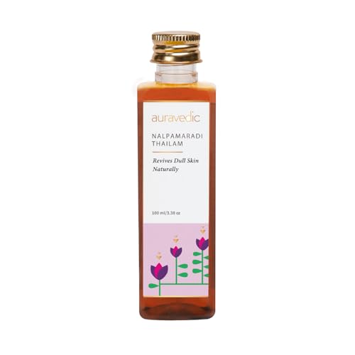 Auravedic Nalpamaradi Thailam Face Oil | Ayurvedic Massage Oil | Helps Revive Dull Skin & Reduce Facial Lines | Natural Moisturization with Vetiver & Sandalwood | 3.38 Fl Oz (100ml)