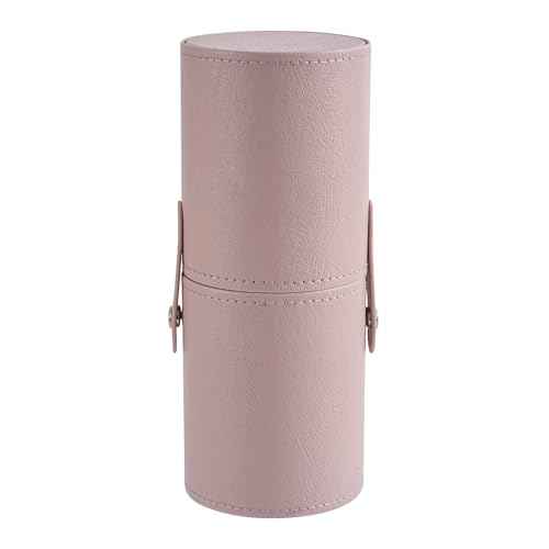 Portable Makeup Brush Holder, Waterproof PU Leather Travel Makeup Brush Case Bag Cup, Brush Storage Dustproof Bag (01Light Pink)