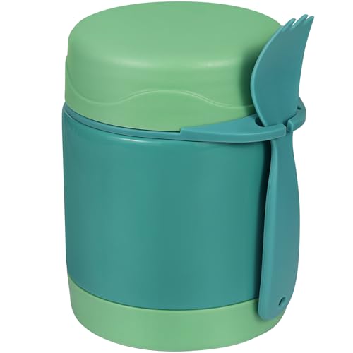 Pawtong10oz Soup Thermo for Hot Food Kids Insulated Food Jar,Thermo Hot Food Lunch Container, Width Mouth Stainless Steel Lunch Box for Kids with Spoon (Green)