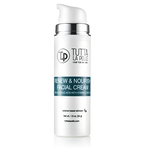 Glycolic Acid Cream 20% AHA Facial Cream, Vitamin Complex ? Acne Cream, q10 Anti Aging wrinkle cream, KP - Keratosis pilaris / Fine Line Cream - Day and Night Cream - Oil Free - Renew & Nourish 1.9 oz
