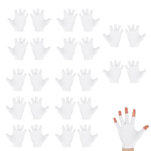 White Cotton Fingerless Moisturizing Gloves for Dry Hands - 12 Pairs