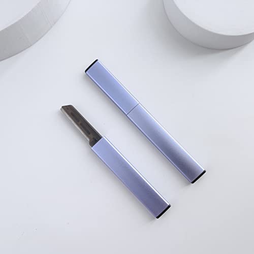 Exfoliating Eyebrow Razor Dermaplaning Tool Eyebrow Trimmer with 4 Replacement Blades, Facial Razors for Women Aluminum Alloy Handle & Stainless Steel Blade (Blue)