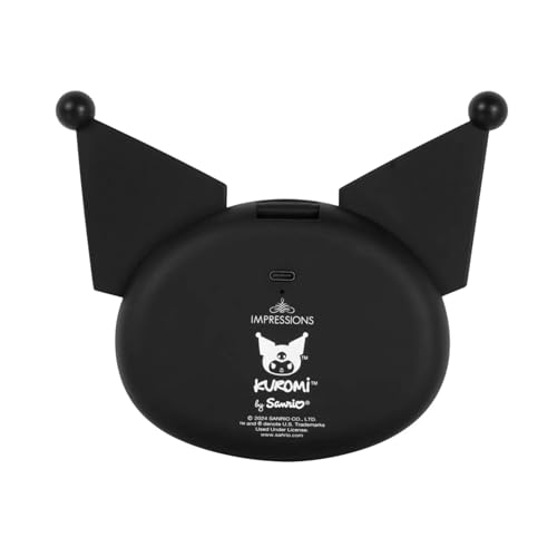 Impressions Vanity Kuromi LED Compact Mirror for Purse, Travel Lighted Makeup Mirror with 3X Magnification, Adjustable Brightness, Soft Touch Sensor Button, and Kuromi Figural Shaped Design