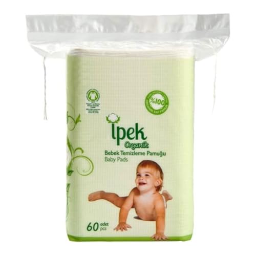Organic Baby Cotton Dry Wipes 360 Count Large Square Diapering & Skin Care Pads - İpek